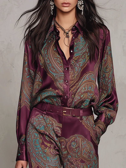 BEATRICE | Completo Due Pezzi in Satin con Stampa Paisley