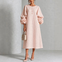 Rosalia | Abito Rosa con Maniche Floreali
