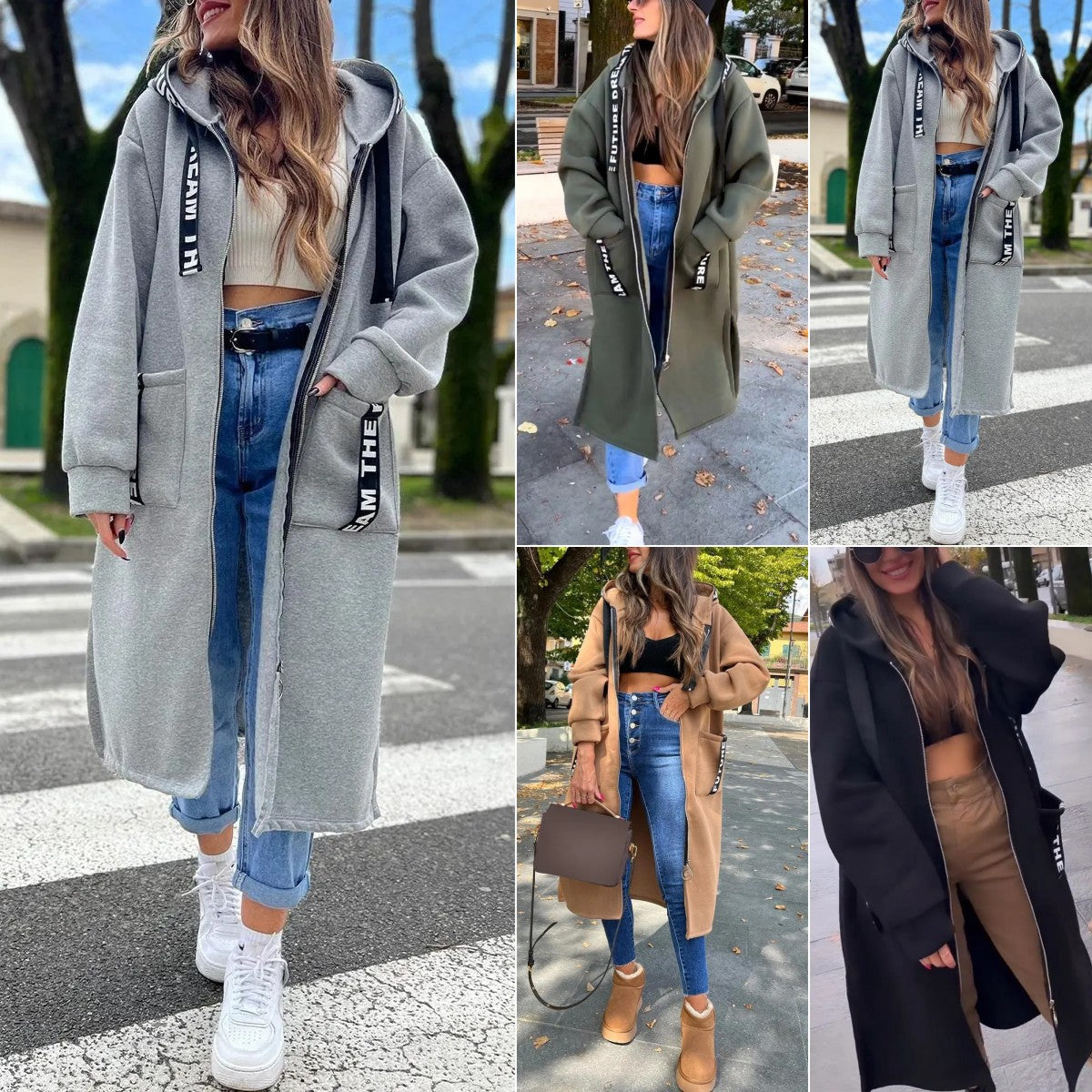 CATERINA | Cappotto Felpato Oversize con Cappuccio e Tasche