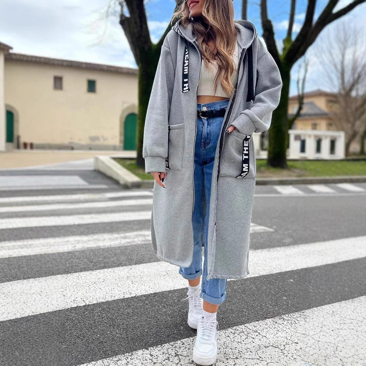 CATERINA | Cappotto Felpato Oversize con Cappuccio e Tasche
