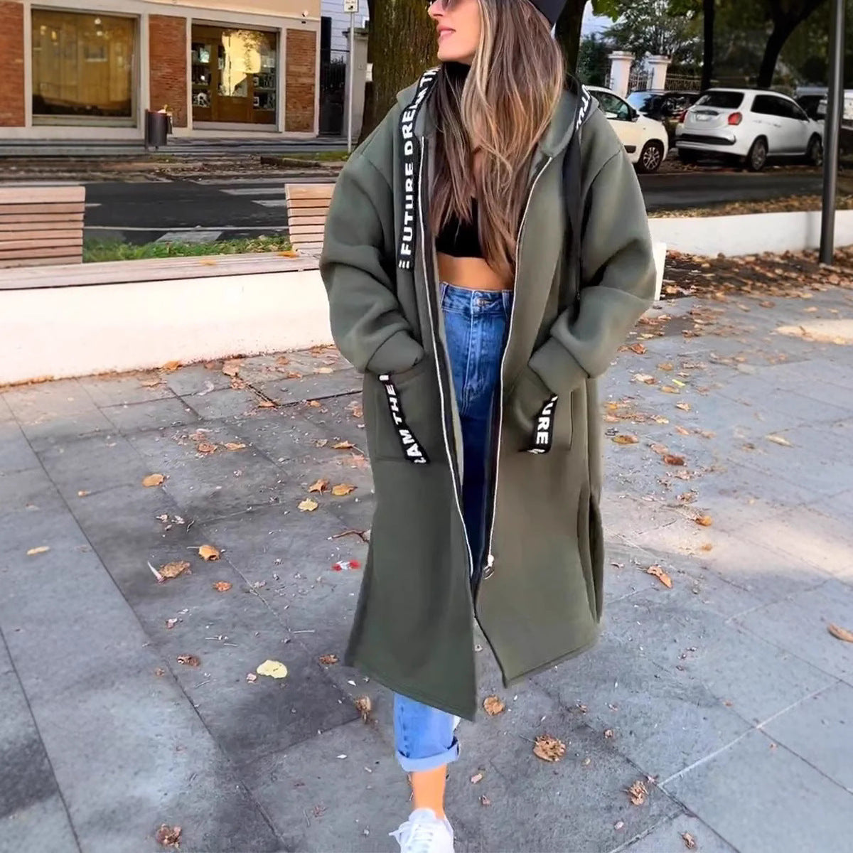 CATERINA | Cappotto Felpato Oversize con Cappuccio e Tasche