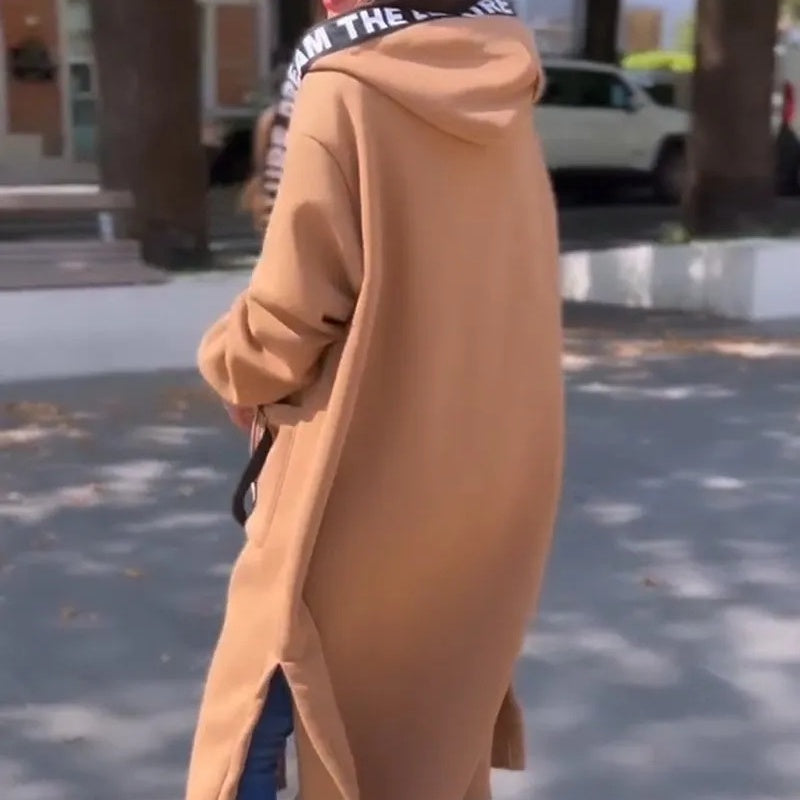 CATERINA | Cappotto Felpato Oversize con Cappuccio e Tasche